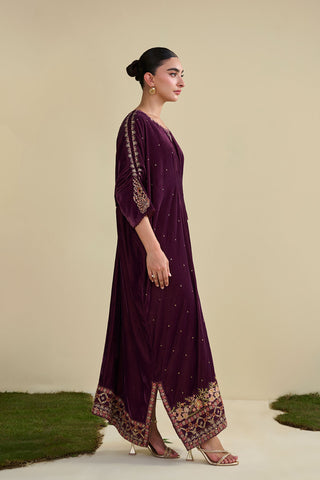 FW25DA-2806  MAGENTA 1PCS EMBROIDERED KAFTAN