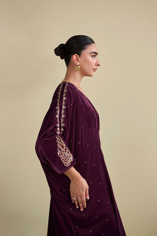 FW25DA-2806  MAGENTA 1PCS EMBROIDERED KAFTAN