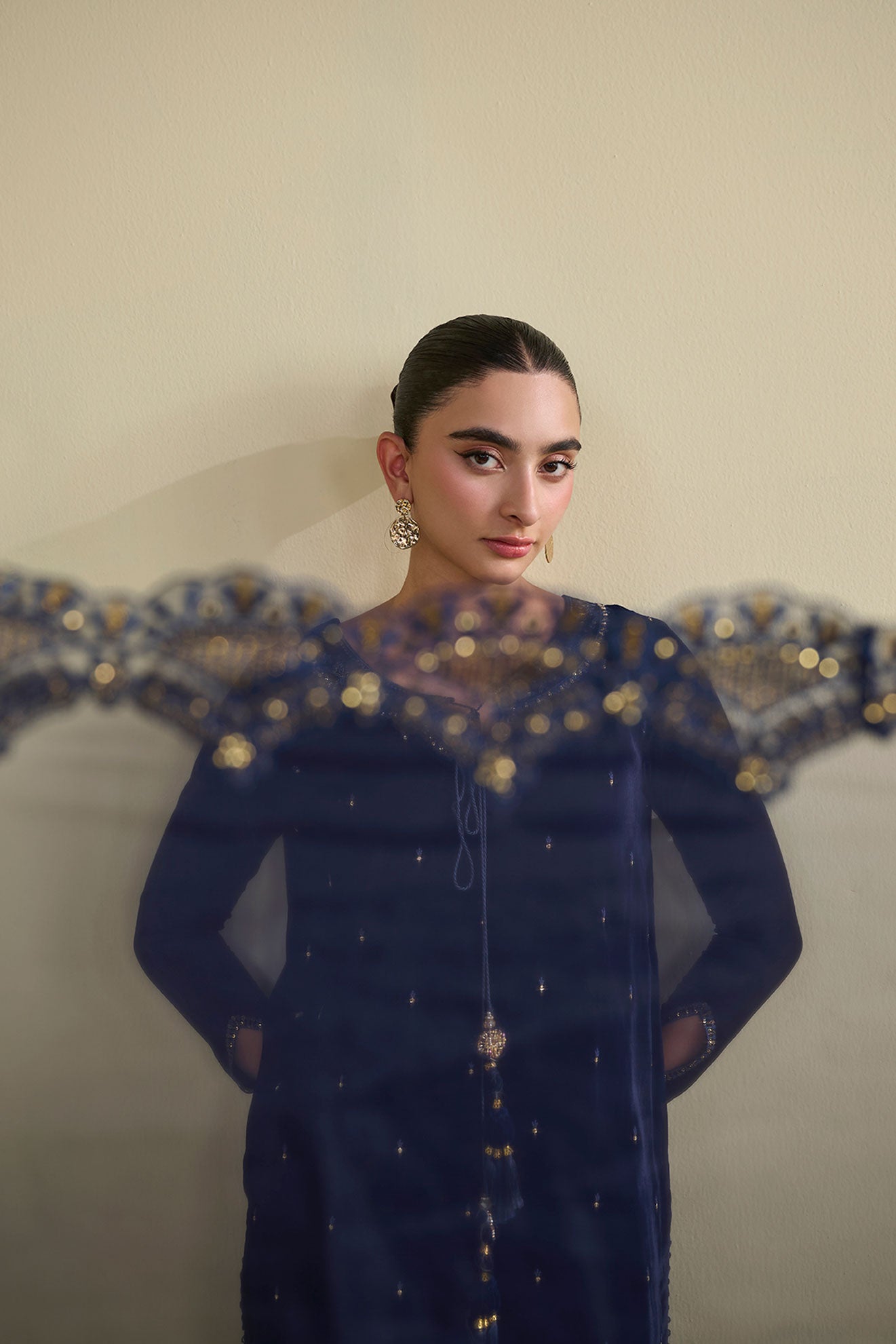 FW25DA-2810  NAVY BLUE  2PCS  EMBROIDERED KURTA WITH TROUSER