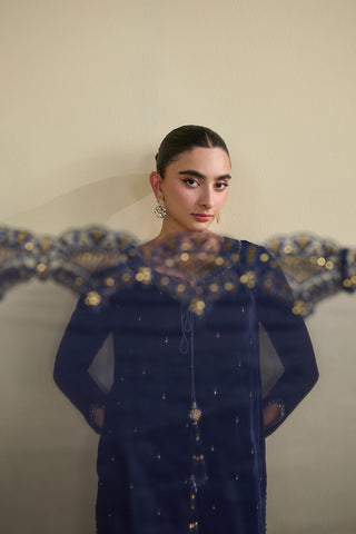 FW25DA-2810  NAVY BLUE  2PCS  EMBROIDERED KURTA WITH TROUSER