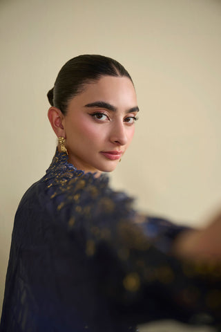 FW25DA-2810  NAVY BLUE  2PCS  EMBROIDERED KURTA WITH TROUSER