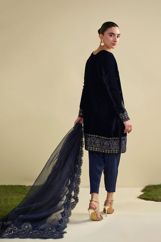 FW25DA-2810  NAVY BLUE  2PCS  EMBROIDERED KURTA WITH TROUSER