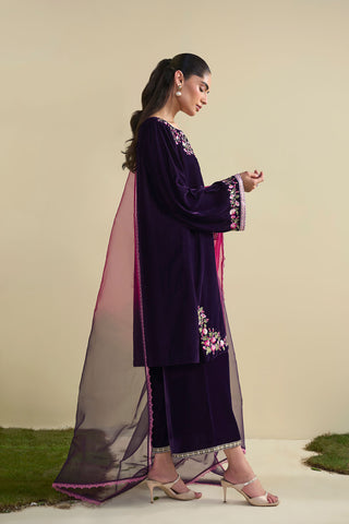 FW25DA-2811   PURPLE  2PCS  EMBROIDERED KURTA WITH TROUSER