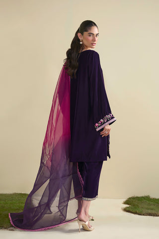 FW25DA-2811   PURPLE  2PCS  EMBROIDERED KURTA WITH TROUSER