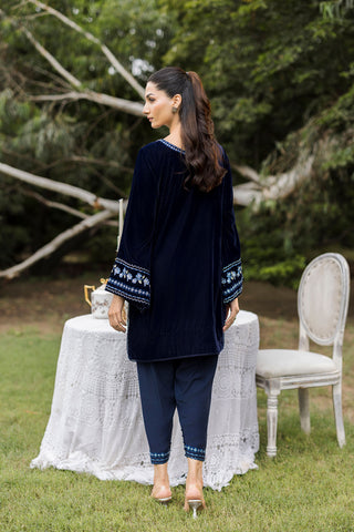 FW25DA-2814  NAVY BLUE  2PCS  EMBROIDERED KURTA WITH TROUSER