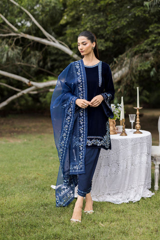 FW25DD-2814  NAVY BLUE  EMBROIDERED  DUPATTA