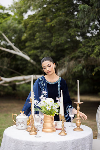 FW25DA-2814  NAVY BLUE  2PCS  EMBROIDERED KURTA WITH TROUSER