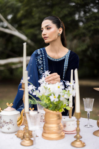 FW25DA-2814  NAVY BLUE  2PCS  EMBROIDERED KURTA WITH TROUSER