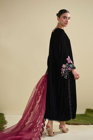 FW25DA-2815  BLACK  2PCS  EMBROIDERED KURTA WITH TROUSER