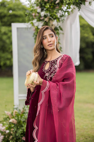 FW25DA-2816   MAROON  2PCS  EMBROIDERED KURTA WITH TROUSER