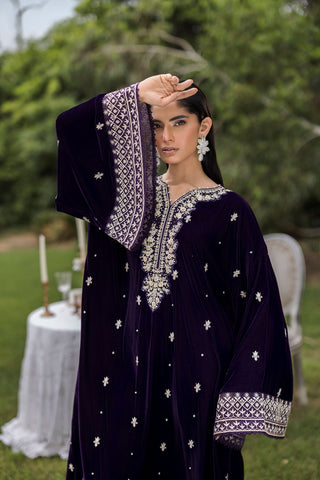 FW25DA-2818  PURPLE  2PCS  EMBROIDERED KURTA WITH TROUSER