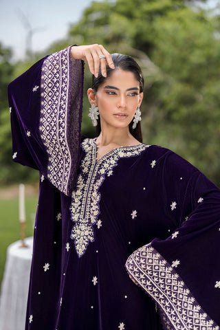 FW25DA-2818  PURPLE  2PCS  EMBROIDERED KURTA WITH TROUSER