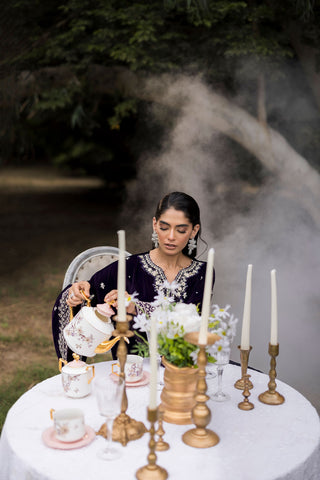 FW25DA-2818  PURPLE  2PCS  EMBROIDERED KURTA WITH TROUSER