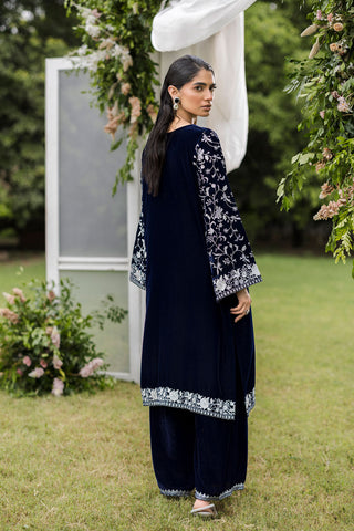 FW25DA-2819  NAVY BLUE  2PCS  EMBROIDERED KURTA WITH TROUSER