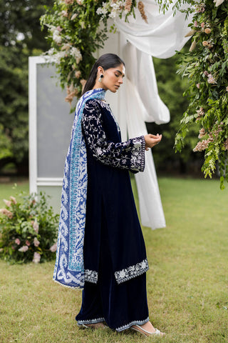 FW25DA-2819  NAVY BLUE  2PCS  EMBROIDERED KURTA WITH TROUSER