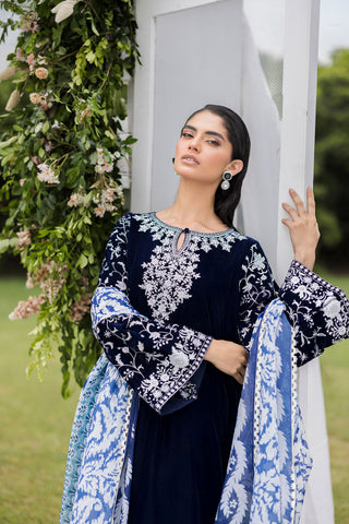 FW25DA-2819  NAVY BLUE  2PCS  EMBROIDERED KURTA WITH TROUSER