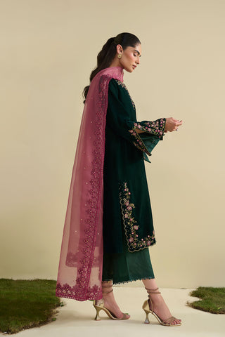 FW25DD-2825  MAGENTA  EMBROIDERED  DUPATTA