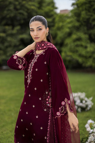 FW25DA-2826   MAROON  2PCS  EMBROIDERED KURTA WITH TROUSER