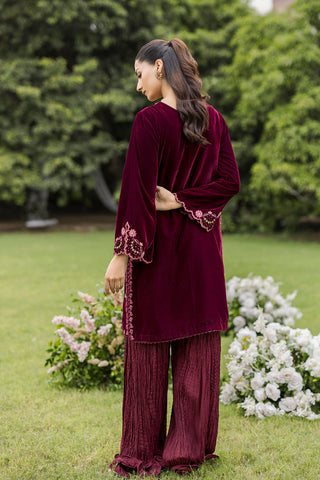 FW25DA-2826   MAROON  2PCS  EMBROIDERED KURTA WITH TROUSER