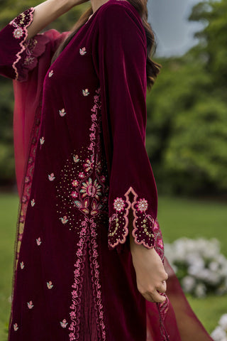 FW25DA-2826   MAROON  2PCS  EMBROIDERED KURTA WITH TROUSER