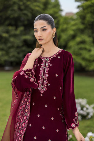 FW25DA-2826   MAROON  2PCS  EMBROIDERED KURTA WITH TROUSER