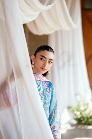 SS26DA-2898 BLUE 2PCS HAND EMBELLISHED KURTA WITH TROUSER