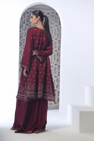 DA-3028 MAROON EMBROIDERED KURTA WITH TROUSER