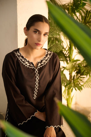 DC-0506 BLACK DYED EMBROIDERED KURTA