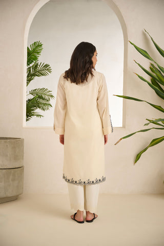 DC-0510 White DYED EMBROIDERED KURTA