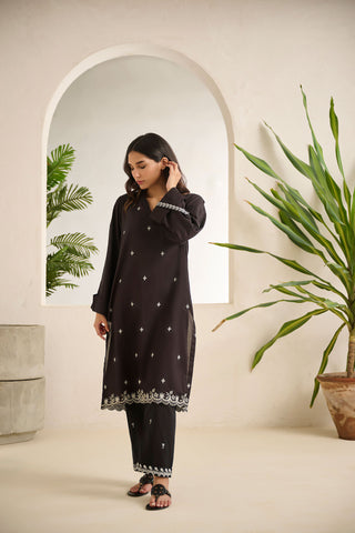 DC-0510 BLACK DYED EMBROIDERED KURTA