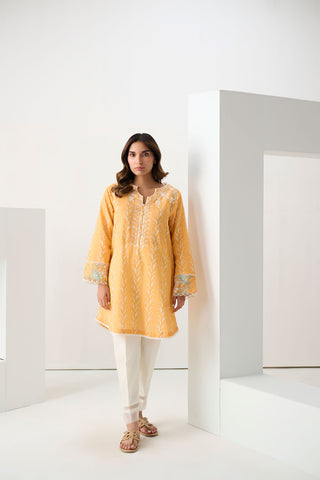 DC-0548 ORANGE EMBROIDERED KURTA