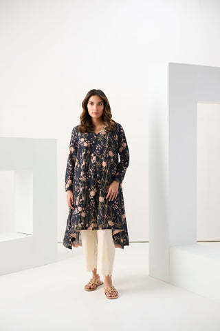 DC-0569 NAVY BLUE DIGITAL PRINTED KURTA