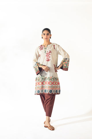 SS24DC-0615 OFF WHITE EMBROIDERED KURTA