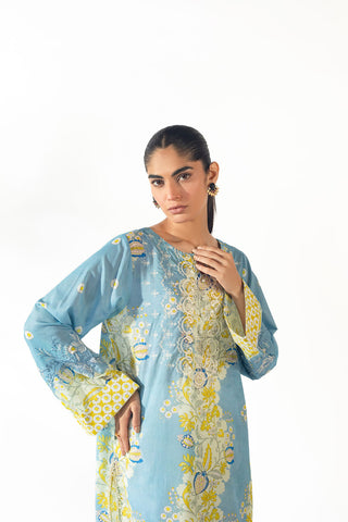 SS24DC-0623 SKY BLUE EMBROIDERED KURTA