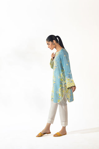 SS24DC-0623 SKY BLUE EMBROIDERED KURTA