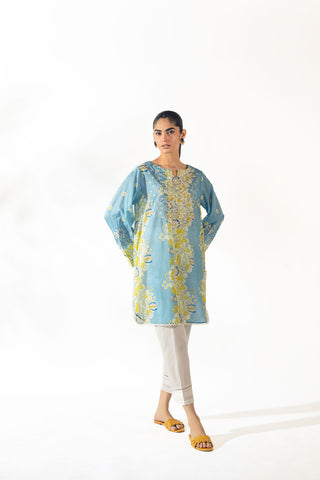 SS24DC-0623 SKY BLUE EMBROIDERED KURTA