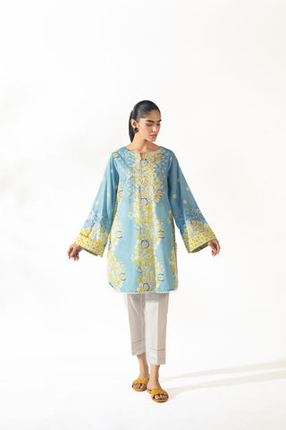 SS24DC-0623 SKY BLUE EMBROIDERED KURTA