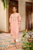DC-2158 PEACH 2PCS  EMBROIDERED KURTA WITH TROUSER