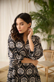 DC-2191 BLACK 2PCS  PRINTED KURTA WITH TROUSER
