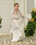 DC-2239 OFF-WHITE 2PCS HAND EMBELLISHED  SHIRT WITH TROUSER