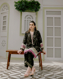 DC-2240 BLACK 2PCS HAND EMBELLISHED  SHIRT WITH TROUSER