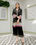 DC-2240 BLACK 2PCS HAND EMBELLISHED  SHIRT WITH TROUSER