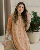 DC-2242 MUSTARD 2PCS HAND EMBELLISHED  SHIRT WITH TROUSER