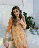 DC-2242 MUSTARD 2PCS HAND EMBELLISHED  SHIRT WITH TROUSER