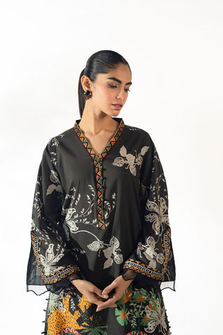 SS24DC-2331 BLACK EMBROIDERED KURTA