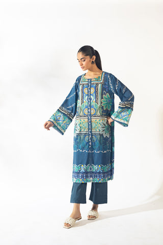 SS24DC-2352 NAVY BLUE EMBROIDERED KURTA