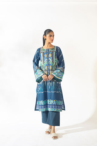 SS24DC-2352 NAVY BLUE EMBROIDERED KURTA