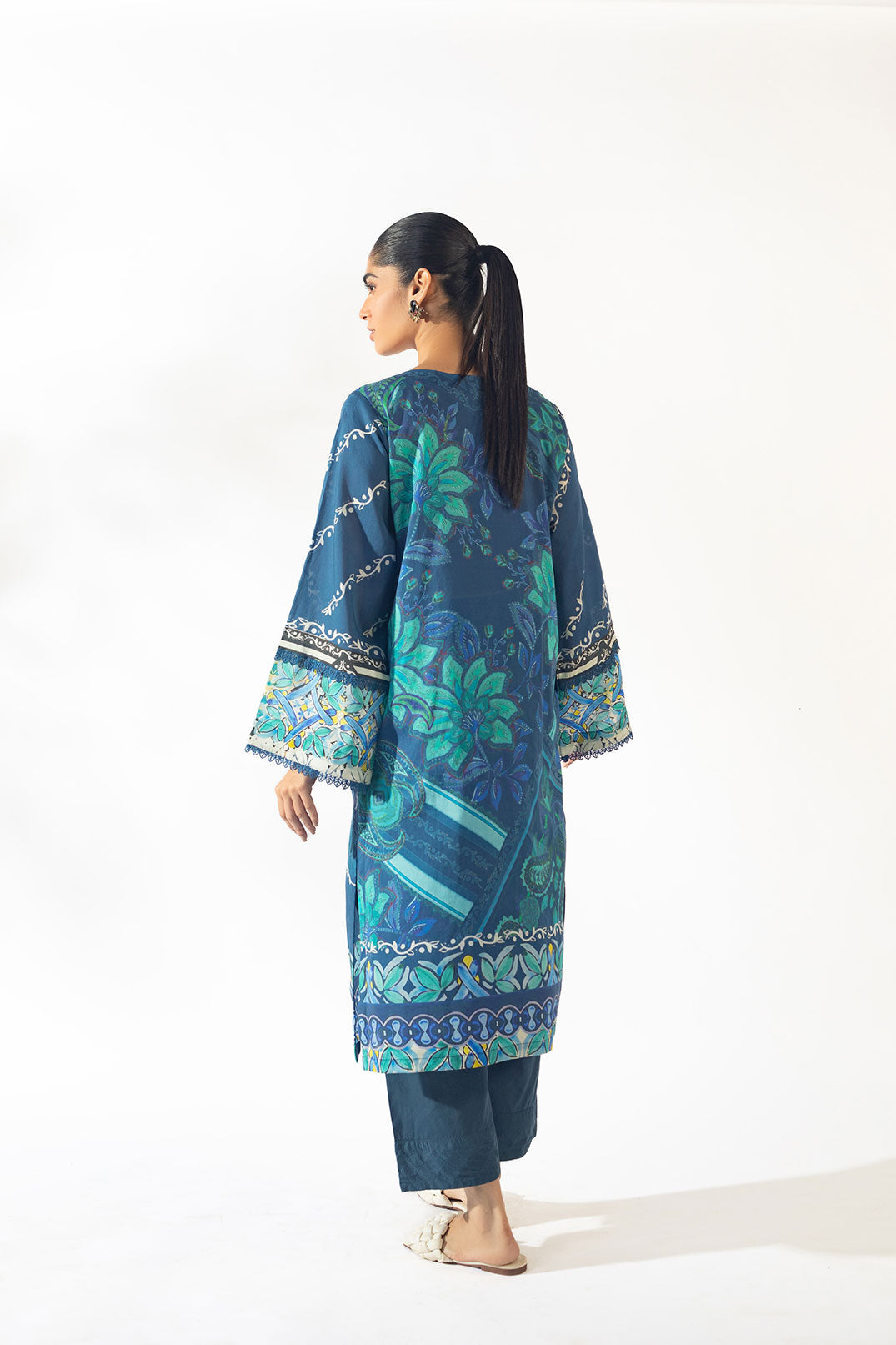 SS24DC-2352 NAVY BLUE EMBROIDERED KURTA