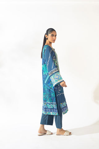 SS24DC-2352 NAVY BLUE EMBROIDERED KURTA