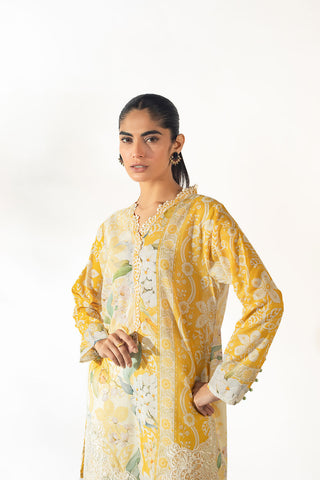 SS24DC-2354 YELLOW EMBROIDERED KURTA